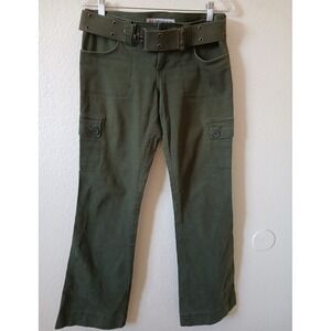 Anchor Blue Womens Pants Size Cargo Olive Green Flare  Utility Y2K 90's Bohemian